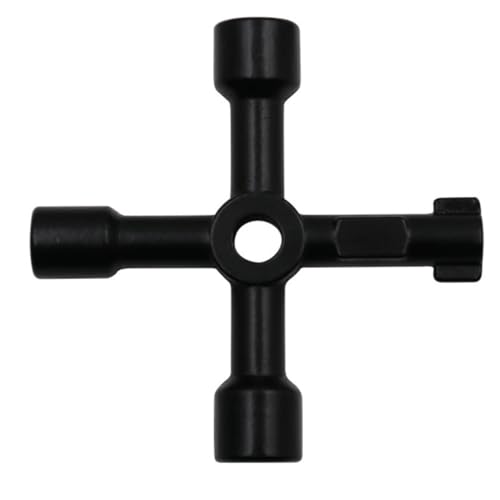 OUDQFCJ 1-teiliger Vierkantschlüssel, 4-Wege-Multifunktionsschlüssel, 4-Wege-Servicekreuz für Schaltschrank-Wasserzähler-Ventil (schwarz) von OUDQFCJ