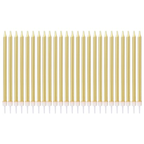 OUDQFCJ Geburtstagskerze für Kuchen 25 pcs lange und dünne Geburtstagskerzen geeignet für Kinder und Erwachsene um Geburtstagskuchen Baby Taufe zu dekorieren von OUDQFCJ