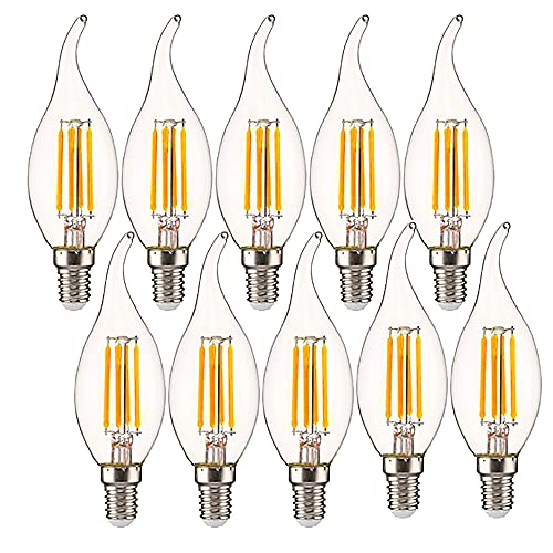 OUGEER 10 Stück E14 LED Filament Kerzenlampe 4W Dimmbar AC 220-240V 400LM Warmweiß 2700K Edison Flamme Tip Kerze C35 LED Kerzenlampe Birne Birne 40W Halogen Äquivalent OUGEER 10 Stück E14 LED Filament Kerzenlampe 4W Dimmbar AC 220-240V 400LM Warmweiß 2700K Edison Flamme Tip Kerze C35 LED Kerzenlampe Birne Birne 40W Halogen Äquivalent von OUGEER