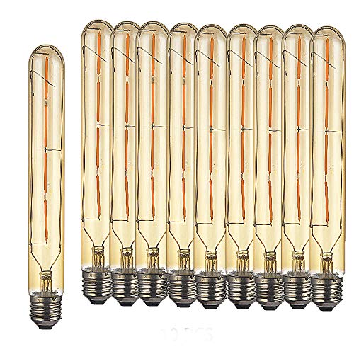 OUGEER 10er Edison Vintage Röhrenlampe E27 4W T30-225 Reagenzglas Flöte Glühlampe Rohr,AC 220-240V,E27 T30 LED Filament Glühbirne Warmweiß(2300K) von OUGEER