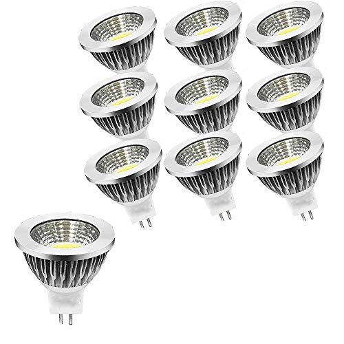 OUGEER 10er GU5.3 MR16 Led Lampe AC85-265V Kaltweiß 6000K 6W, 60W MR16 Halogenlampe Äquivalent,MR16 6 Watt GU5,3 Sockel Glühlampen, Kein Flimmern 50mm Durchmesser,Aluminium Nicht- dimmbar von OUGEER