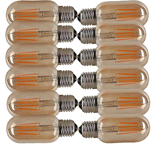 OUGEER 12 Stücke LED E27 4W T45 Filament Glühbirne Edison Vintage Glühlampe Lampe Birne Warmes Licht 2300K,Nicht Dimmbar 400LM AC 220-240V von OUGEER