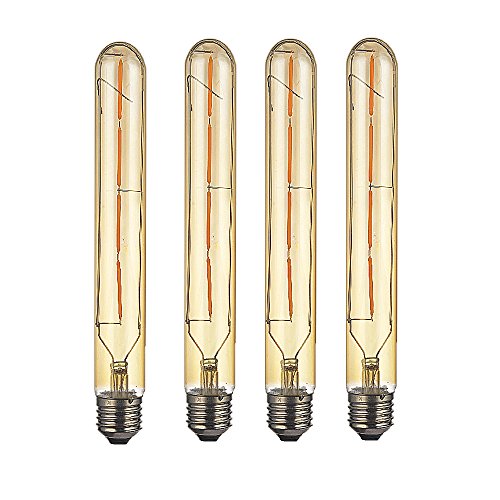 OUGEER 4er Edison Vintage Röhrenlampe E27 4W T30-225 Reagenzglas Flöte Glühlampe Rohr,AC 220-240V,E27 T30 LED Filament Glühbirne Warmweiß(2300K) von OUGEER