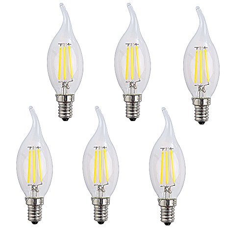 OUGEER 6 Pack E14 LED Filament Birne Retrofit Classic, Klar, Nicht Dimmbar, 40W Entspricht Glühlampe, 400LM, kaltweiss 6500K von OUGEER