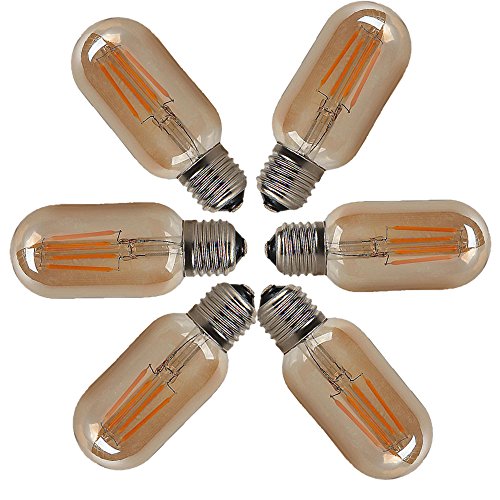 OUGEER 6 Stücke LED E27 4W T45 Filament Glühbirne Edison Vintage Glühlampe Lampe Birne Warmes Licht 2300K,Nicht Dimmbar 400LM AC 220-240V von OUGEER