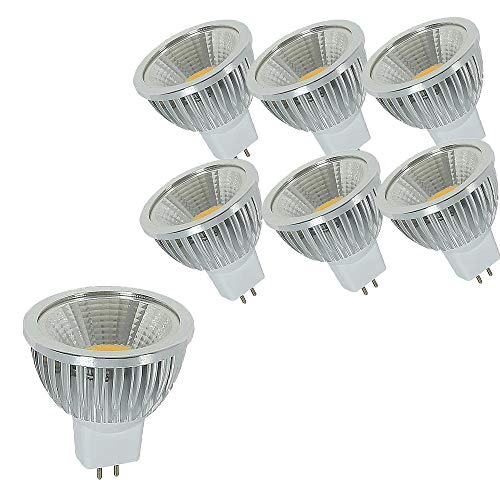 OUGEER 6er GU5.3 MR16 Led Lampe AC85-265V Warmweiß 3000K 6W, 60W MR16 Halogenlampe Äquivalent,MR16 6 Watt GU5,3 Sockel Glühlampen, Kein Flimmern 49mm Durchmesser,Aluminium Nicht- dimmbar von OUGEER