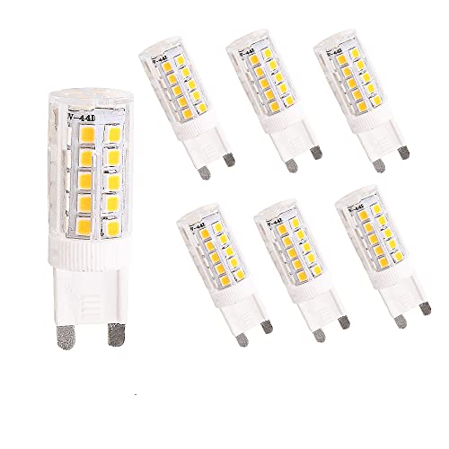 OUGEER 6er Pack G9 LED Lampe, Kein Flackern, (5W, Ersetzt 50W Halogen), 500LM, Warmweiß 3000K, G9 LED Leuchtmittel Birne von OUGEER