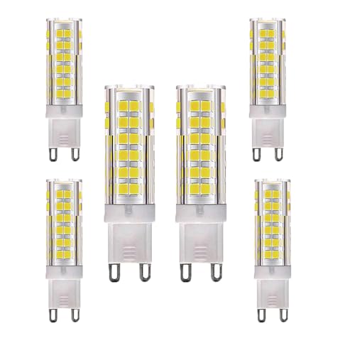 OUGEER 6er Pack G9 LED Lampe, Kein Flackern, (7W, Ersetzt 65W Halogen), 650LM, Kaltweiß 6000K, G9 LED Leuchtmittel Birne von OUGEER