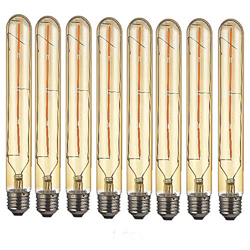 OUGEER 8er Edison Vintage Röhrenlampe E27 4W T30-225 Reagenzglas Flöte Glühlampe Rohr,AC 220-240V,E27 T30 LED Filament Glühbirne Warmweiß(2300K) von OUGEER