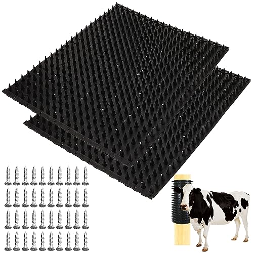 2 Stück Equine Scratcher,Pferde Massagebürste Bürste mit 40 Schrauben,Soft Touch Kratzbrett,Kratzbaum Ochse Scratching Post für Pfähle mit Einem Durchmesser von 12cm,Reißt Mähne und Schwanz Nicht von OUGPIU