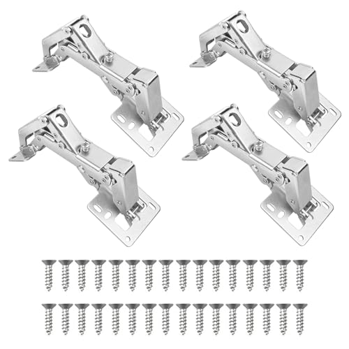 Aufschraubscharniere 170° Universal Scharniere Rahmenlose Schranktürscharniere Versteckte Hydraulisch Öffnungswinkel Möbelscharniere mit Schrauben Türscharniere,Möbel-Scharnier (4 Stück) von OUGPIU