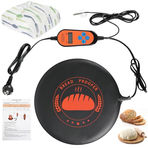 Brot Gärmatte Brotwarmmatte Gärmatte 5-45℃ Einstellbare Brot Heizmatte mit Abdeckung,IP67 Wasserdicht Heizmatte für Sauerteig mit Thermostat Sauerteig Heizpad für Teig Proofing,Joghurtbacken (Ø30CM) von OUGPIU
