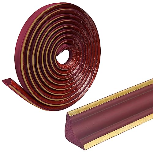 Flexible Deckenleisten Selbstklebend Caulk Strip,Dichtungs- und Zierleisten für Decken und Wandübergang,Schälen und aufkleben Faltbarer Kantenschutz,Möbelkantenband (Rot Gold, 5M) von OUGPIU