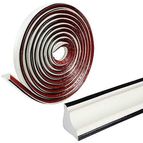 Flexible Deckenleisten Selbstklebend Caulk Strip,Dichtungs- und Zierleisten für Decken und Wandübergang,Schälen und aufkleben Faltbarer Kantenschutz,Möbelkantenband (Schwarz Weiß, 5M) von OUGPIU