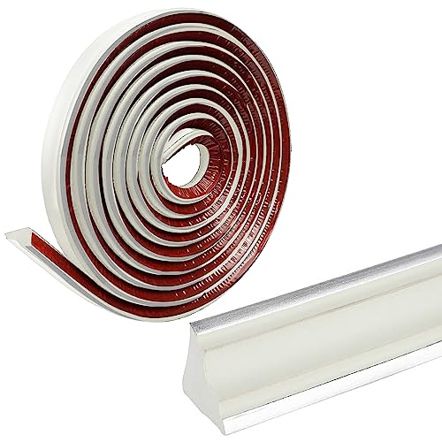 Flexible Deckenleisten Selbstklebend Caulk Strip,Dichtungs- und Zierleisten für Decken und Wandübergang,Schälen und aufkleben Faltbarer Kantenschutz,Möbelkantenband (Weiß Silber, 5M) von OUGPIU