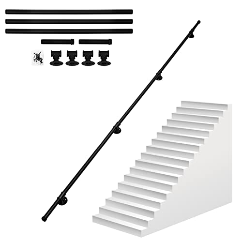 Handlauf Geländer für Treppen Edelstahl Treppenhandlauf, Rutschfester Treppengeländer für Innen und Außen, Wandhandlauf Schwarz Haltegriff für Treppe 100-300 cm (3M) von OUGPIU