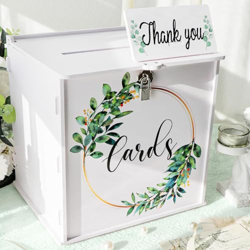Hochzeit Kartenbox,Hochzeitsbox Geschenkkarten,Vintage Groß Kartenbox mit Schloss,Geld Box Briefbox DIY Große Geschenkkartenboxen mit Schlitz für Geburtstag Jubiläum Abschlussfeiern Baby Shower von OUGPIU