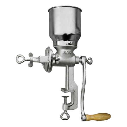Manuelle Getreidemühle Einstellbare Mahlwerk mit Trichter und 4cm Tischklemme Mais Weizen Getreide Kaffee Nuss Mühle Brecher Desktop-Installation Gusseisen mit Bolt Knob Handkaffeemühle von OUGPIU