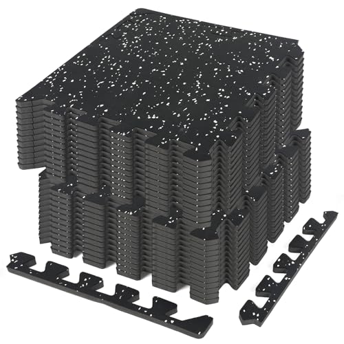 Matten 24 Stück 31x31x1cm Extra Dicke Robuste Gummierte rutschfeste Puzzlematte mit Randstücken,Eva-Schaumstoff Puzzlematte Trainingsmatten Fitnessgeräte,Gummimatte,Bodenschutzmatten Fitness von OUGPIU