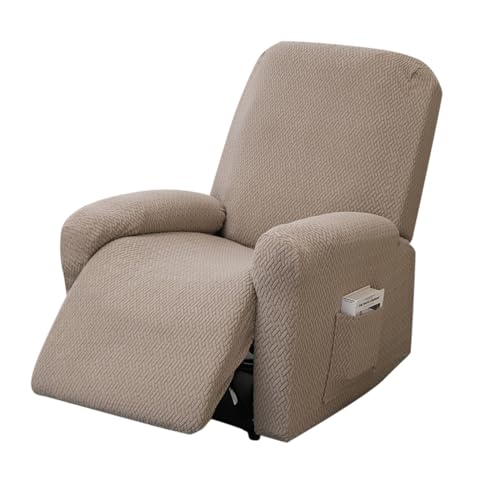 OUGPIU 4-Teilig All-Inclusive Sesselbezug,Sesselschoner für Fernsehsessel,Stretchhusse für Relaxsessel, Sesselschoner für Relaxsessel,Stretch Sessel Überzug mit Taschen (Taube) von OUGPIU
