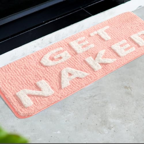 OUGPIU Get Naked Badematte 60x120cm Badezimmerteppich Niedlich Badematte rutschfest Waschbar Badteppich Spaßig Badvorleger Weiche Mikrofaser Duschvorleger Absorbierende Badezimmer Teppich von OUGPIU
