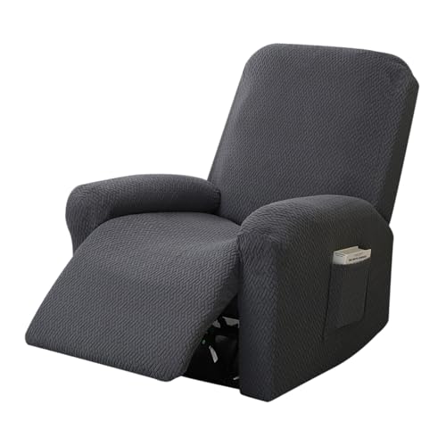 OUGPIU Sesselschoner für Relaxsessel,Stretchhusse für Relaxsessel 4-Teilig,Stretch Sesselbezug mit Taschen für Fernsehsessel Liege Sessel,Waschbar Sesselauflage,Sofa Armlehnenbezüge (Dunkelgrau) von OUGPIU