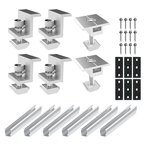 Solarmodul Halterung Kit,Solarpanel PV Zubehör für Dach Balkonkraftwerk,Befestigung Solarmodul Für Solar Panel,PV Anlage Set für Modulhöhe 35mm,für Blechdach Flachdach Montage Solarpanel Dach von OUGPIU