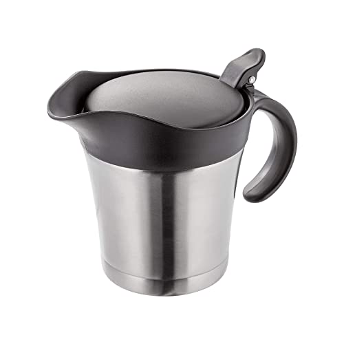 Thermo Sauciere Doppelt 304 Edelstahl 500ml/750ml Isoliert Thermo Sauciere Soßenkanne Saucenbecher Soßenschüssel mit Deckel für Servieren von Soße,Vanillesoße,Sahne,Soße (500ml Schwarz) von OUGPIU