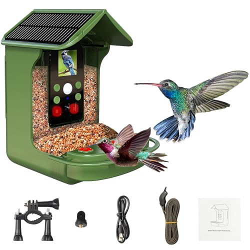 Vogelfutterhaus mit Solarbetriebener Kamera,Wildvogelfütterungsstation,PIR pyroelektrische Infrarot-Sensor,Wasserdichte Vogelhäuschen,Allwetter 1080P HD Automatische Bildern und Videos -32GB Karte (A) von OUGPIU