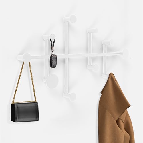 Wandgarderobe,Minimalistische Kleiderhaken-Design,Moderne Garderobenleiste für Schlafzimmer,Eingang,Türgarderobe,Schränke,Rostfrei Garderobenhaken aus Metall für die Wand (Weiß) von OUGPIU