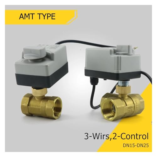 1/2" 3/4" 1" Messing motorisierter Kugelhahn DN15-DN32 Dreidrahtiger elektrischer Stellantrieb mit zwei Steuerungen und manuellem Schalter 220 DC12V 3-Wege Schnellverbindung(1",AC220_2 WAY) von OUHFCASN