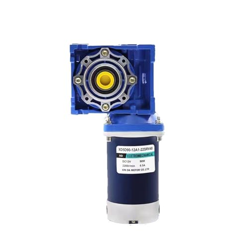 90W 12V 24V DC NMRV30 Schneckengetriebemotor RV30 mit selbstsichernder Geschwindigkeitseinstellmöglichkeit im Uhrzeigersinn und gegen den Uhrzeigersinn für Garagentor(55rpm,RV40 12V) von OUHFCASN