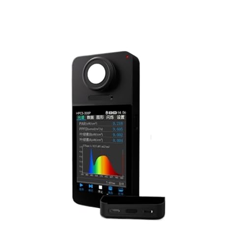 Handspektrometer HPCS330P PPFD PAR DLI Meter Flickertest Lux CCT Tester 350-800 nm Laborspectrumanalysator for LED-Wachstumslichter Für technische Labore und den industriellen Einsat von OUHFCASN