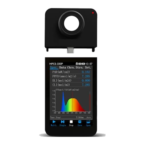 Hochpräzises Spektrometer HPCS330P/310P Handheld-Vollspektrumanalysator-Kit PPFD PAR Lux Lichtmesser for LED-Wachstumslichter Für technische Labore und den industriellen Einsat(HPCS330P with screen) von OUHFCASN