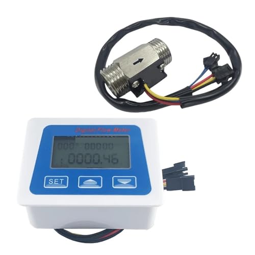 Hohe Empfindlichkeit, digitaler Durchflussmesser + Turbinen-Durchflusssensor, 1/2 Zoll, Temperaturmessung, Gesamtdurchfluss, genaue Messungen Hohe Empfindlichkeit, digitaler Durchflussmesser + Turbinen-Durchflusssensor, 1/2 Zoll, Temperaturmessung, Gesamtdurchfluss, genaue Messungen von OUHFCASN