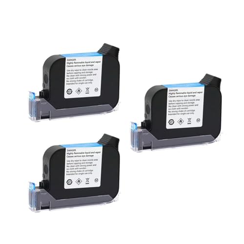 OUHFCASN 1/3/5 Stück 2588+ 2588+(M) Lösungsmittel-Tintenpatrone ohne Verschlüsselung for Handdrucker, 600 DPI, Datum, 12,7 mm, Tintenstrahlcodierer Leicht und praktisch(Red,3pcs) von OUHFCASN