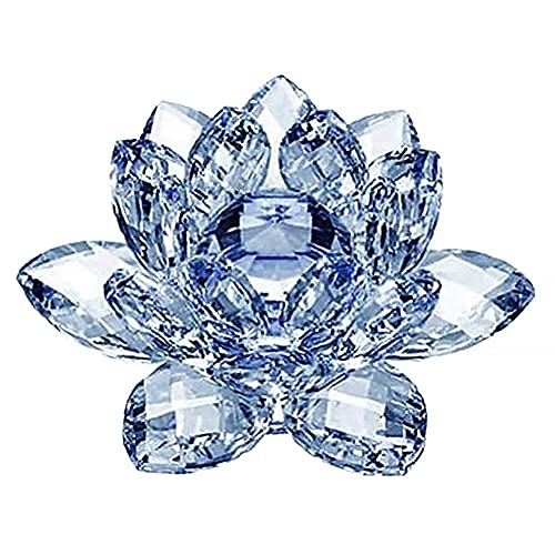 OUHUAN Blaue Kristall Blumen Ornamente Kristall Lotus Innen Dekoration Kristall Glas Lotus Ornamente Kreativ (Klein) von OUHUAN