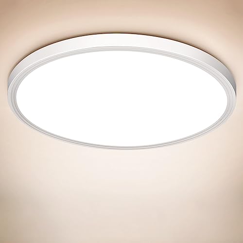 Deckenlampe LED Deckenleuchte Flach 18W - Weiß 4000K 1600LM IP44 Modern Ultra Dünn LED Badezimmer Lampe Badlampe Decke Küchenlampe für Bad Flur Schlafzimmer Balkon Wohnzimmer Küche Keller Rund Ø23CM von OUILA