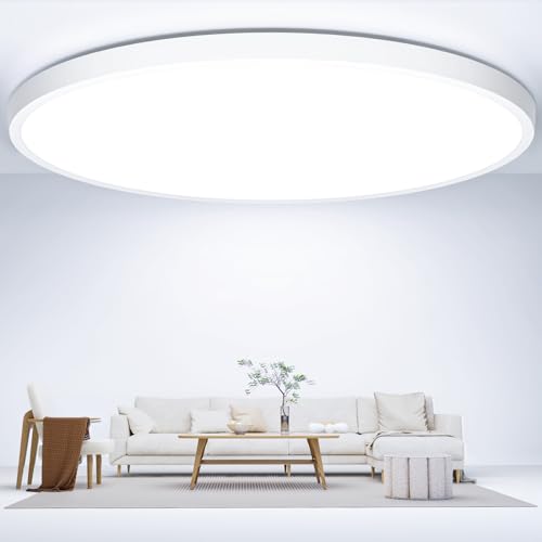 Deckenlampe Led Deckenleuchte Flach Rund - Ø40CM 36W 3600LM 6500K Kaltweiß Modern Küchenlampe Badlampe Led Deckenlampe Wohnzimmer Lampe Decke für Schlafzimmer Badezimmer Küche Kinderzimmer Utra Dünn von OUILA