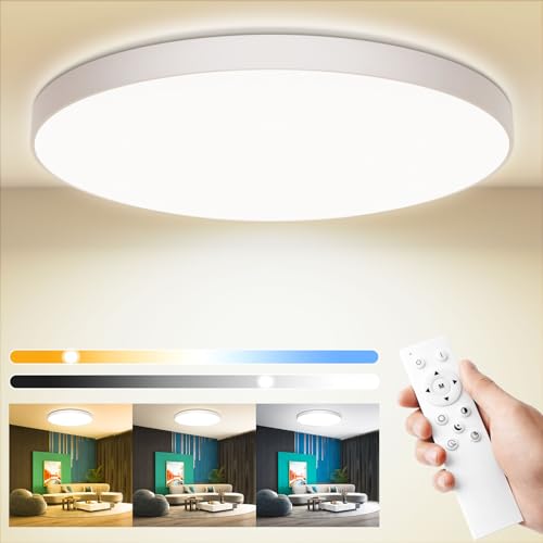 Deckenlampe Led Deckenleuchte Led Dimmbar mit Fernbedienung,Ø28cm 3000K~6500K,24W 2000LM, IP44 Wasserfest,Led Deckenlampe Flur Lampe wohnzimmer Rund für Schlafzimmer/Wohnzimmer/Bad/Balkon/Studie/Flur Deckenlampe Led Deckenleuchte Led Dimmbar mit Fernbedienung,Ø28cm 3000K~6500K,24W 2000LM, IP44 Wasserfest,Led Deckenlampe Flur Lampe wohnzimmer Rund für Schlafzimmer/Wohnzimmer/Bad/Balkon/Studie/Flur von OUILA