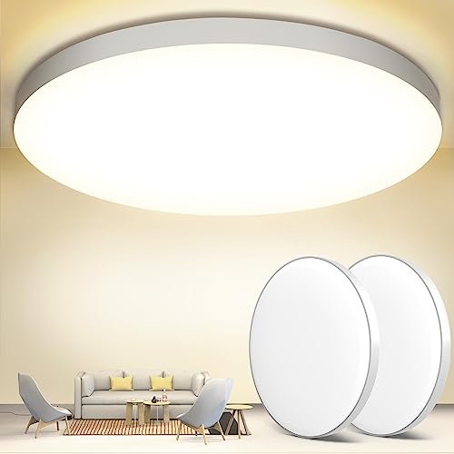OUILA LED-Deckenleuchte, 2 Stück, 24 W, 4000 K, Deckenleuchte, Badezimmer, IP44, Durchmesser 28 cm, anwendbar für Badezimmer, Schlafzimmer, Küche, Wohnzimmer, Balkon von Stylanda
