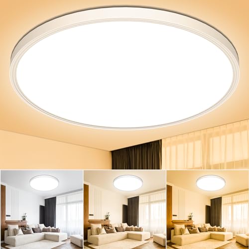 Led Deckenleuchte Dimmbar Led Deckenlampe - Led Lampe Decke Flach Rund Modern 18W 2000LM Badezimmer Lampe Badlampe Decke Küchenlampe für Bad Flur Balkon Schlafzimmer Wohnzimmer Küche Keller Ø22CM IP44 von OUILA