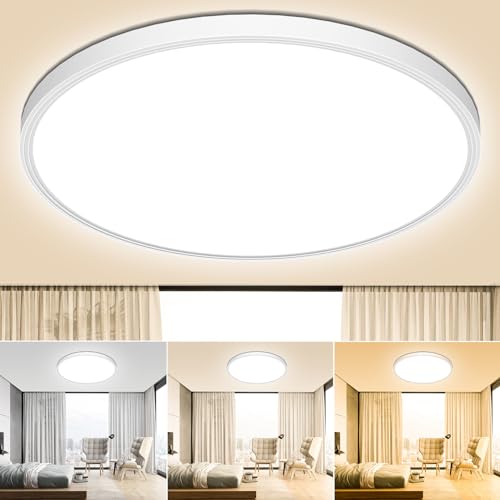 Led Deckenleuchte Dimmbar Led Deckenlampe - Led Lampe Decke Flach Rund Modern 24W 2600LM Badezimmer Lampe Badlampe Decke Küchenlampe für Schlafzimmer Wohnzimmer Bad Flur Balkon Küche Keller Ø30CM IP44 von OUILA