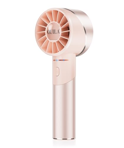 OUILA Handventilator, Mini Ventilator USB Aufladbar Tragbarer Akku Ventilator mit 4 Geschwindigkeiten Turbo Wind, 2600mAh Max 16 Std. Klein Hand Ventilator To Go für Reisen Büro Zuhause Draußen von OUILA