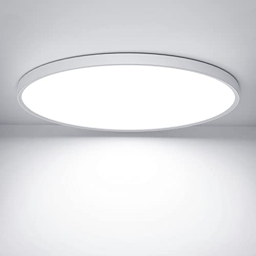 OUILA LED Deckenleuchte Flach Rund - Ø30CM Deckenlampe LED 24W 6500K 2600LM IP44 Wasserdichte Badezimmer lampe, Küchenlampe Deckenleuchte Kaltweiß für Küche Bad Schlafzimmer Flur Keller von OUILA