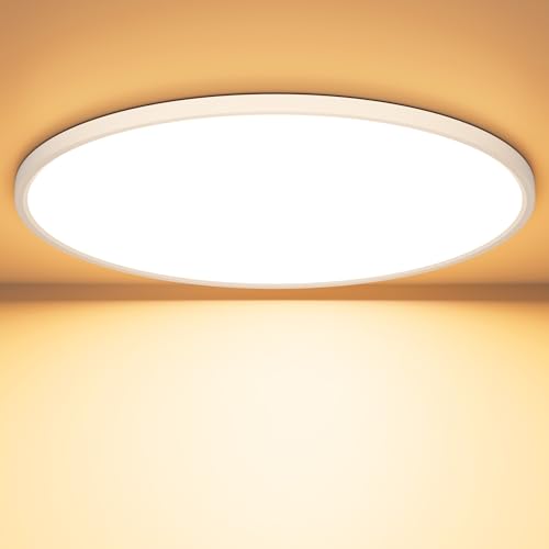 OUILA LED Deckenleuchte Flach Rund - Ø40CM Deckenlampe LED 36W 3000K 3600LM IP44 Wasserdichte Badezimmer lampe, Küchenlampe Deckenleuchte Warmweiß für Küche Bad Schlafzimmer Flur Keller von OUILA