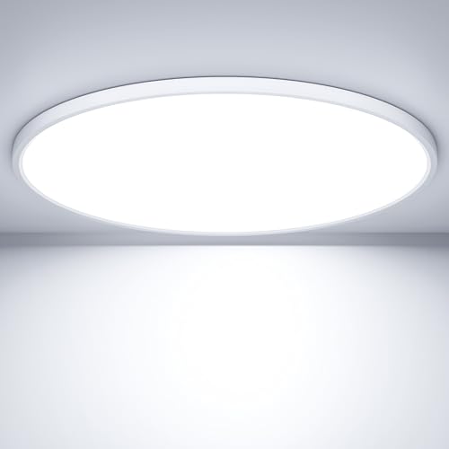 OUILA LED Deckenleuchte Flach Rund - Ø40CM Deckenlampe LED 36W 6500K 3600LM IP44 Wasserdichte Badezimmer lampe, Küchenlampe Deckenleuchte Kaltweiß für Küche Bad Schlafzimmer Flur Keller von OUILA