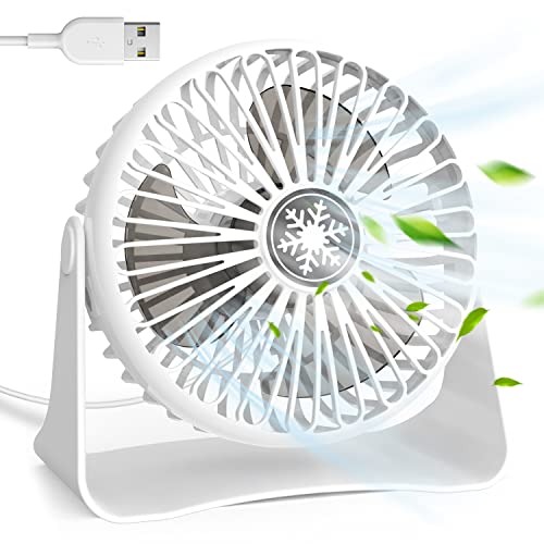 OUILA Mini Leise Ventilator, 3 Geschwindigkeitsstufen Tischventilator mit 1.2m USB Kable, 360°Dreheinstellung Abnehmbar Desktop Ventilator für Büro und Schlafzimmer von OUILA