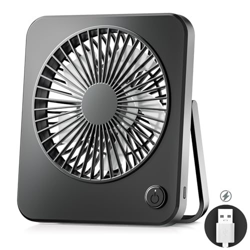 OUILA Mini Ventilator Leise,USB Tischventilator Klein mit 3 Geschwindigkeiten Starker Wind Klein und 1,2m Kabel,Tragbarer Aufhängbarer Lüfte für Tisch,Büro,Schlafzimmer,Wohnheim,Küche - Schwarz von OUILA