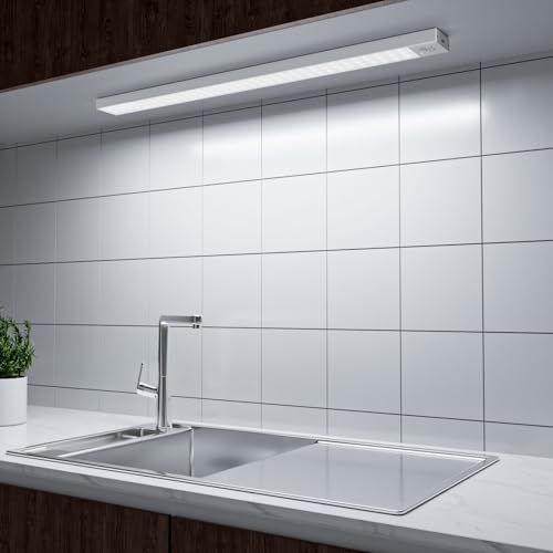 OUILA Unterbauleuchte Küche Led, 43.5CM 84LEDS Schrankbeleuchtung 2500mAh Wiederaufladbar Lichtleiste mit Bewegungsmelder, LED Leiste Küchenlampe für Kleiderschrank, Treppe, Werkbank (Weiß) von OUILA